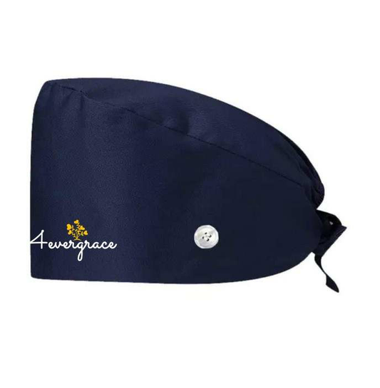 Nurse scrub cap with button for men and women (Navy Blue)