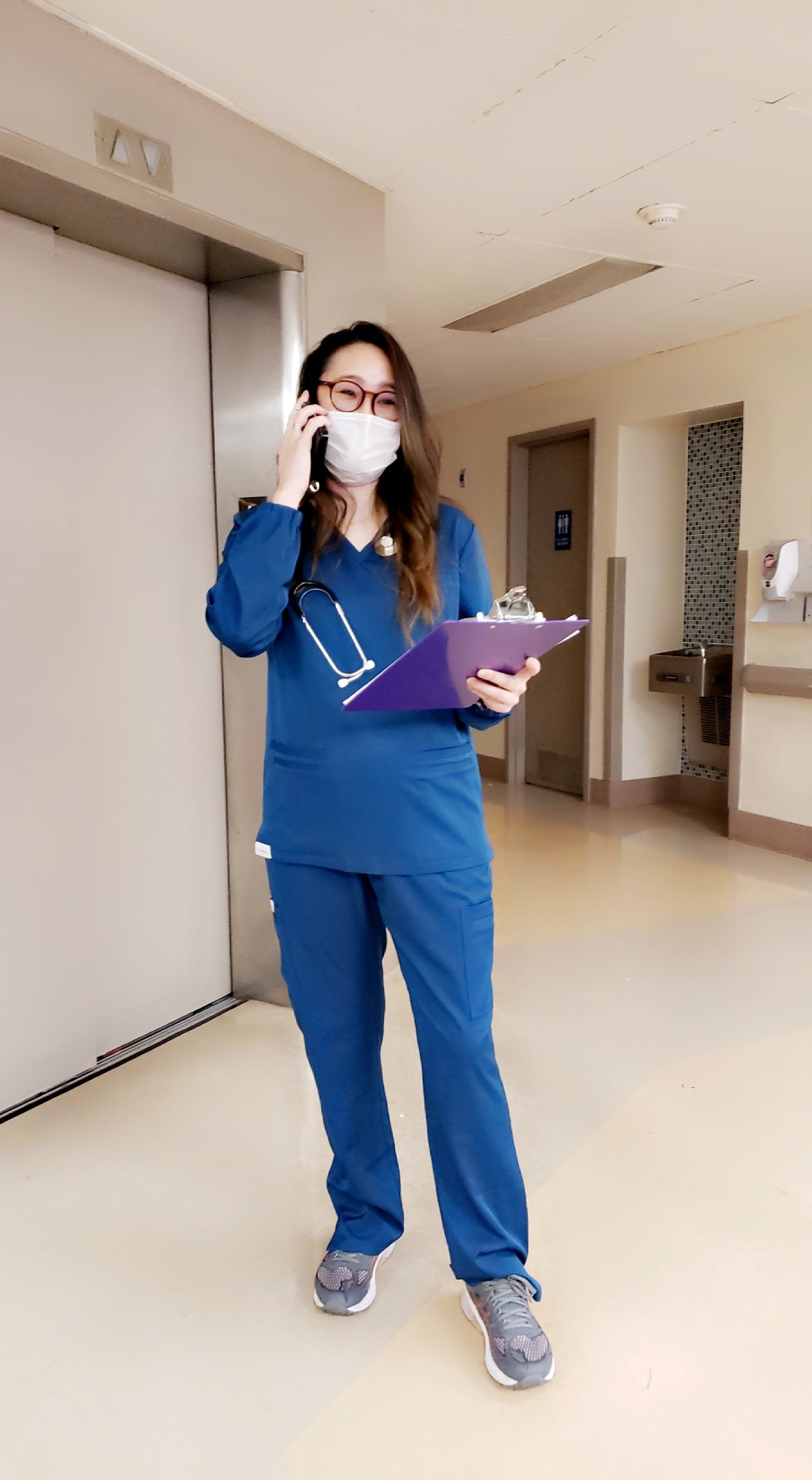 long sleeve scrub dress Women's Medical Scrub Dress | Royal Blue